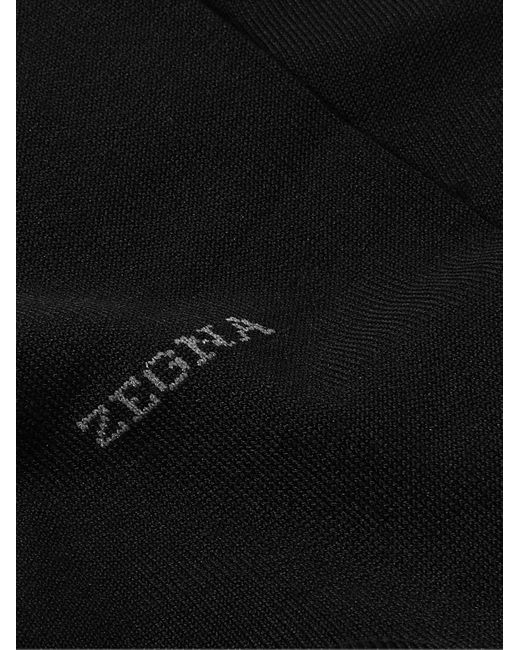 Zegna Black Logo-embroidered Cotton-blend Socks for men