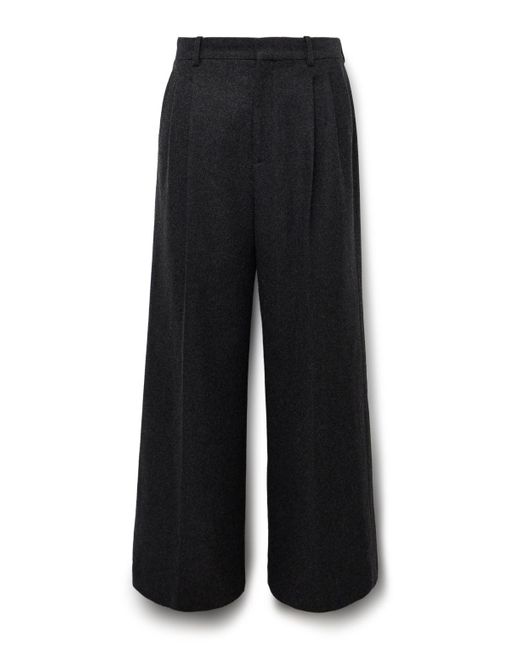 The Row Black Oberyn Wide-Leg Pleated Melton Virgin Wool And Cashmere-Blend Flannel Trousers for men