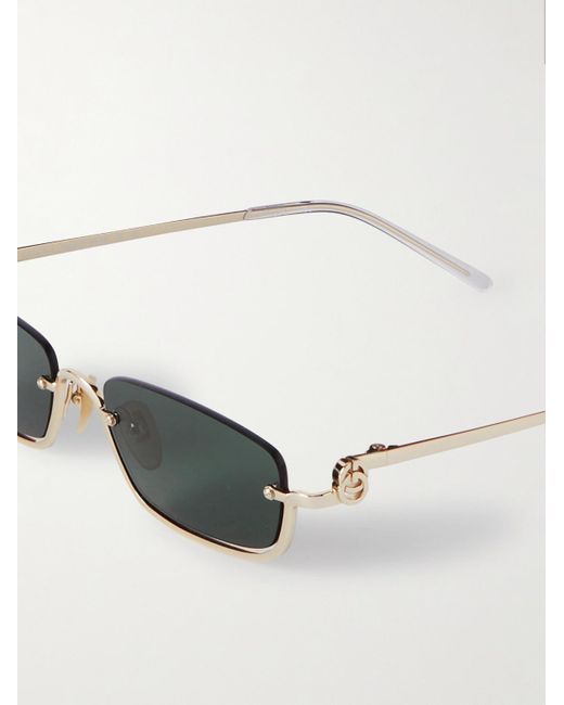 Gucci Green Rectangular-frame Gold-tone Sunglasses for men