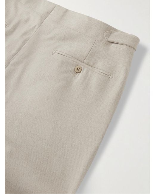 STÒFFA Natural Tapered Pleated Wool Trousers for men