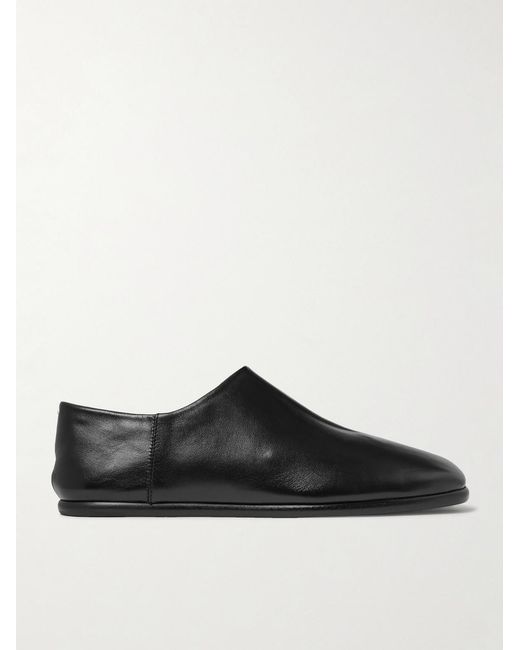 Maison Margiela Black Tabi Split-Toe Leather Collapsible-Heel Loafers for men