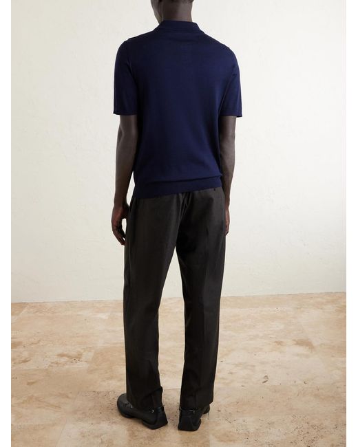 Mr P. Blue Merino Wool Polo Shirt for men