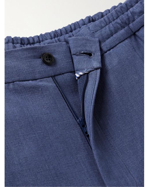 Pantaloni a gamba affusolata in lino con pinces di Rubinacci in Blue da Uomo