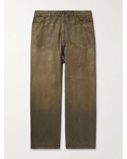 Acne Green Wide-leg Coated Jeans for men