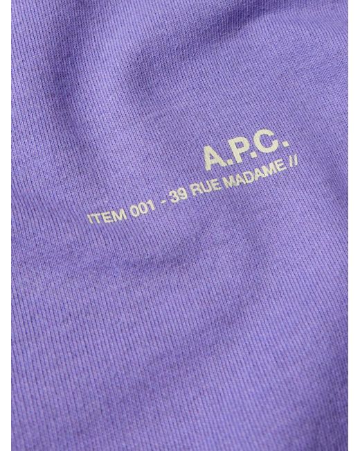 A.P.C. Purple Logo-print Cotton-jersey Sweatshirt for men