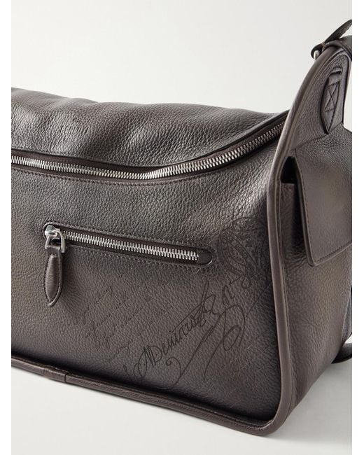 Berluti Gray Periple Leather Weekend Bag for men