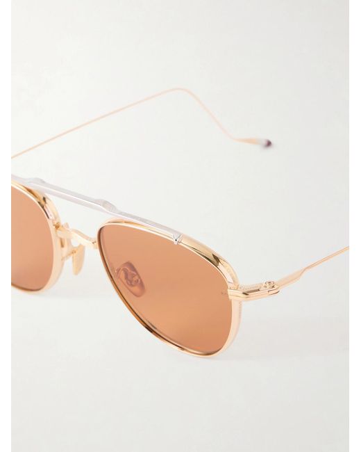Jacques Marie Mage Natural Flynn Aviator-style Gold-tone Metal Sunglasses for men