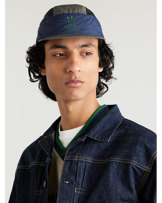 Adidas Originals Blue Brain Dead Logo-Embroidered Recycled-Shell And Mesh Cap for men