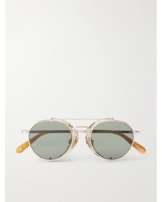 Garrett Leight Natural Ocampo Round-Frame Metal Sunglasses for men