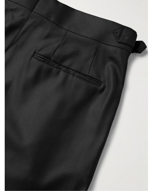 Pantaloni da smoking slim-fit in misto lana vergine e seta con pinces di Brunello Cucinelli in Black da Uomo