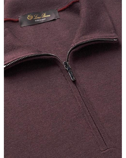 Loro Piana Purple Roadster Cashmere, Virgin Wool And Silk-blend Half-zip Sweater for men