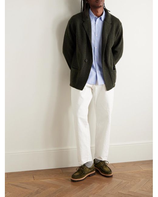 Inis Meáin Black Unstructured Merino Wool And Cashmere-blend Cardigan for men