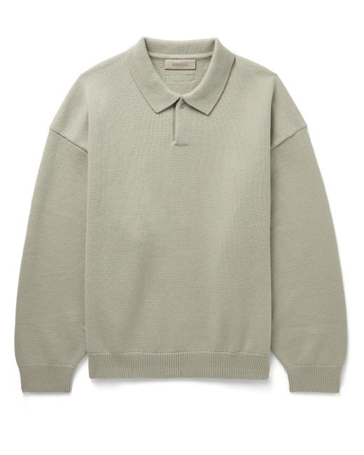 Fear of God ESSENTIALS Oversized Knitted Polo Sweater in Gray for Men