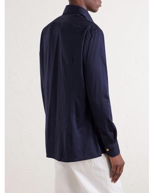 Kiton Blue Cotton-Jersey Shirt for men
