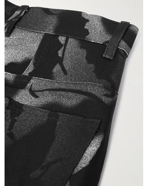 Dries Van Noten Gray Straight-Leg Floral-Print Cotton Trousers for men