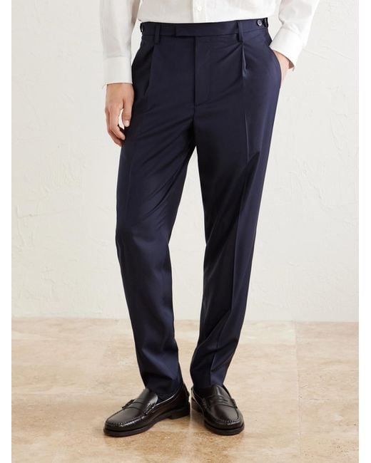Barena Blue Straight-Leg Pleated Virgin Wool Suit Trousers for men