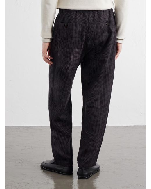 Barena Blue Straight-Leg Garment-Dyed Houndstooth Wool Trousers for men