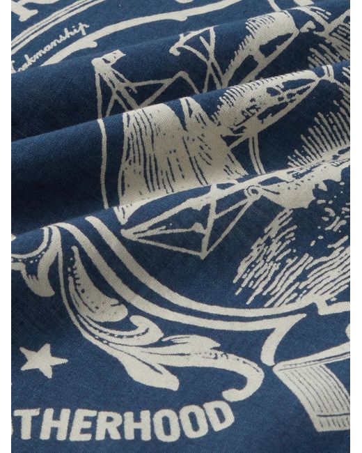 RRL Blue Printed Cotton Scarf for men