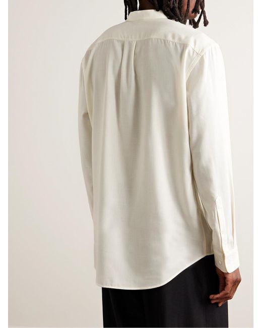 Camicia in voile di cashmere con collo alla coreana Ollie di Gabriela Hearst in Natural da Uomo