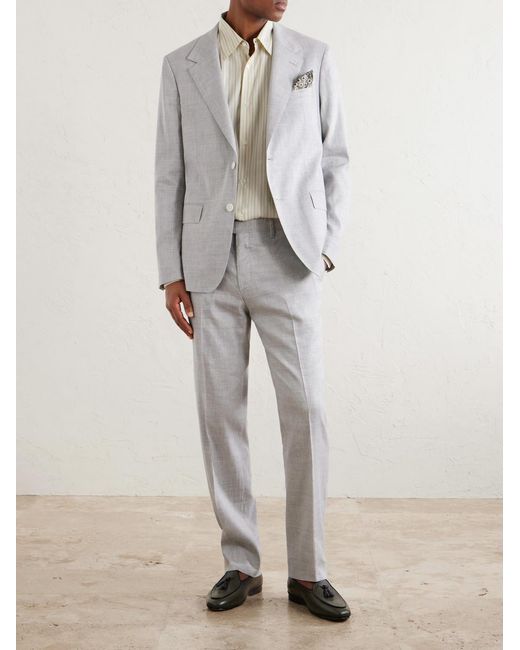 Mr P. White Straight-leg Linen And Wool-blend Suit Trousers for men