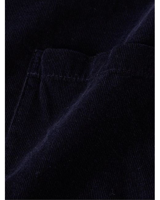 Les Tien Blue Camp-Collar Cotton-Corduroy Shirt for men