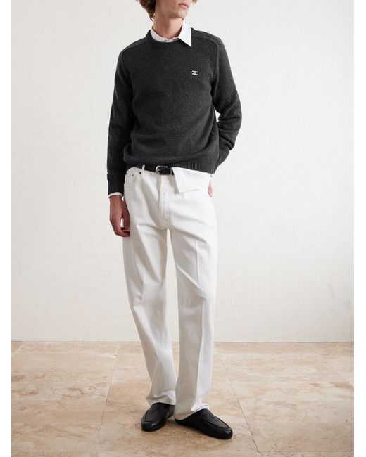 Céline Pullover aus einer Woll-Kaschmirmischung mit Logostickerei in Black für Herren