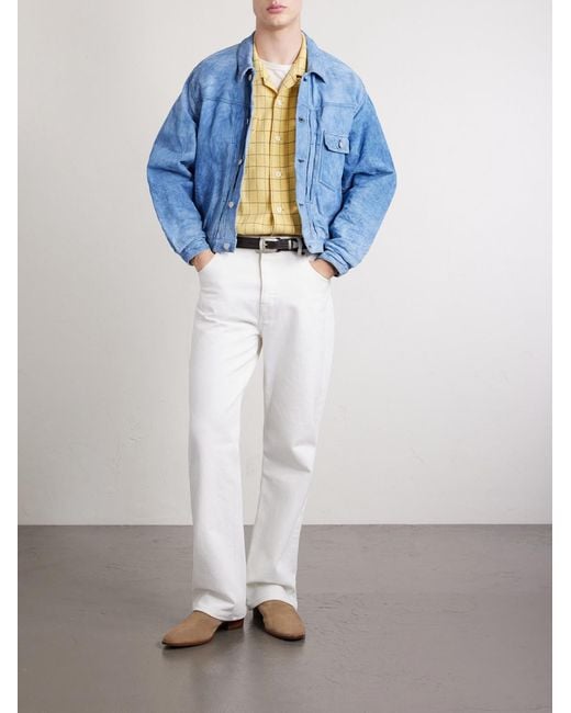 Visvim Yellow Carrow Convertible-Collar Checked Wool Shirt for men