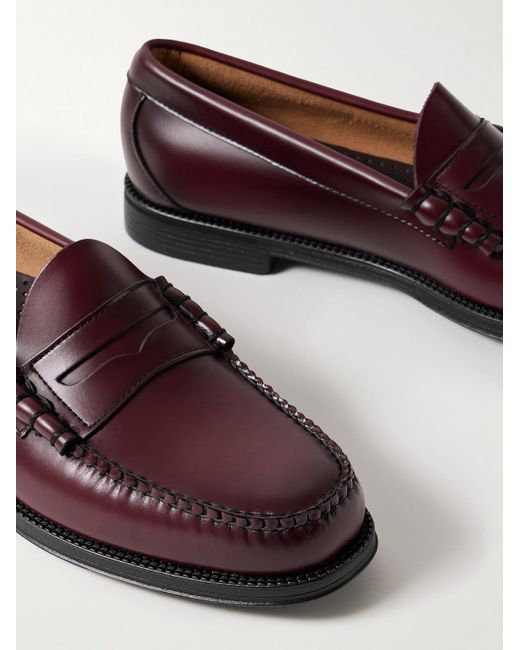 G.H.BASS Brown Easy Weejuns Larson Glossed-Leather Penny Loafers for men