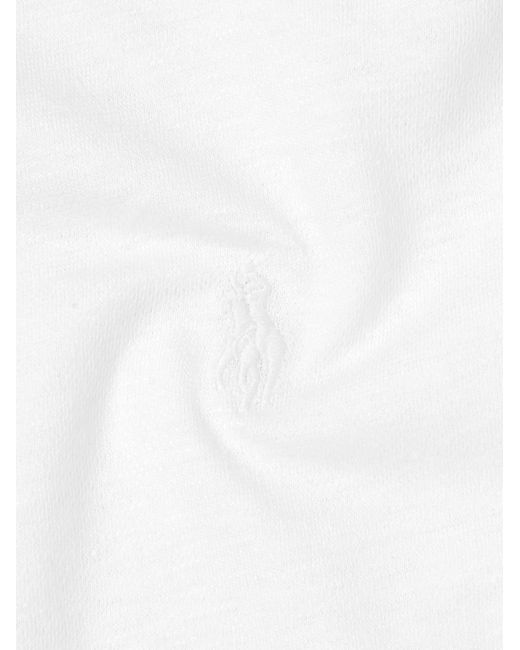 Polo in misto cotone e lino con logo ricamato di Polo Ralph Lauren in White da Uomo