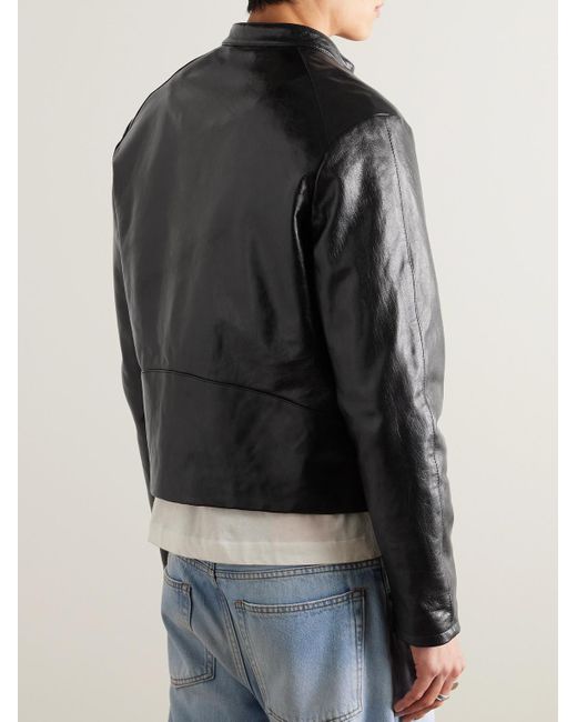 Acne Black Leather Biker Jacket for men