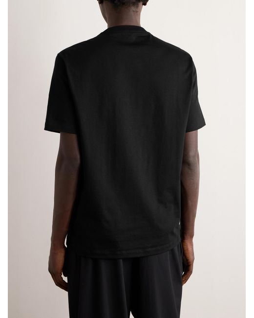 Versace T-Shirt aus Baumwoll-Jersey mit Logostickerei und Applikation in Black für Herren