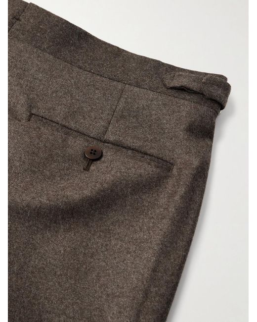 STÒFFA Gray Straight-Leg Pleated Wool And Cashmere-Blend Trousers for men