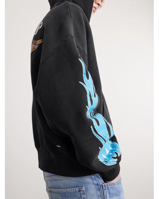 Amiri Blue Flames Logo-print Cotton-jersey Zip-up Hoodie for men