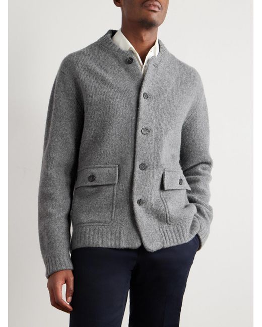Slowear Gray Incotex Zanone Wool And Cashmere-Blend Cardigan for men