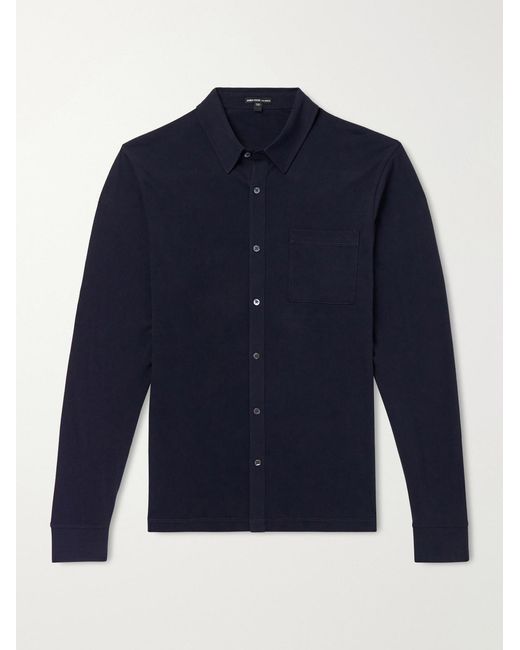 James Perse Blue Clean Finish Slim-fit Cotton-jersey Shirt for men