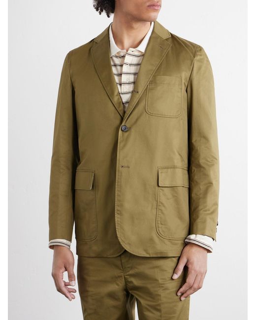 Beams Plus Green 3B Cotton-Twill Suit Jacket for men