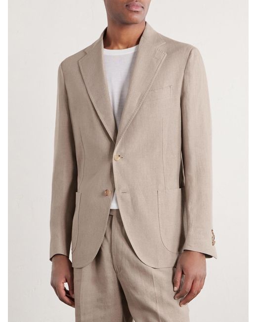 De Petrillo Natural Linen Single-breasted Suit Jacket for men