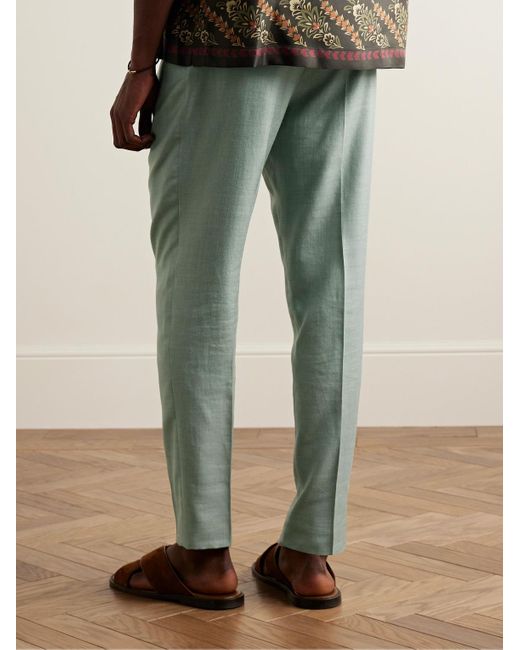Pantaloni slim-fit in misto seta di Brioni in Green da Uomo