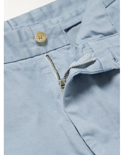 Beams Plus Blue Wide-Leg Distressed Cotton-Gabardine Bermuda Shorts for men
