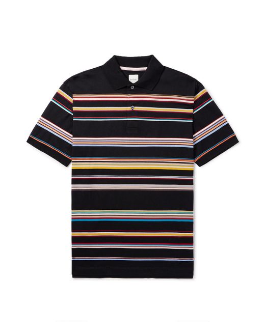 Paul Smith Black Striped Cotton-Piqué Polo Shirt for men