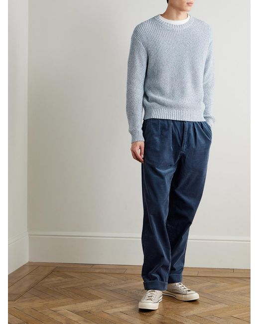 Folk Blue Chain Cotton Sweater for men