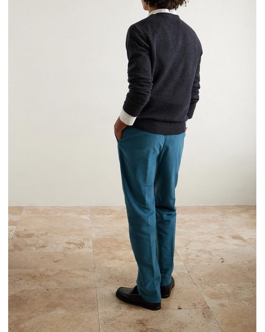 Sid Mashburn Blue Juniper Stretch Cotton-Moleskin Trousers for men