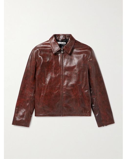 Acne Brown Leather Blouson Jacket for men