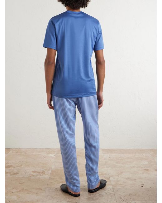 Zimmerli of Switzerland Blue Sea Island Cotton-Jersey T-Shirt for men