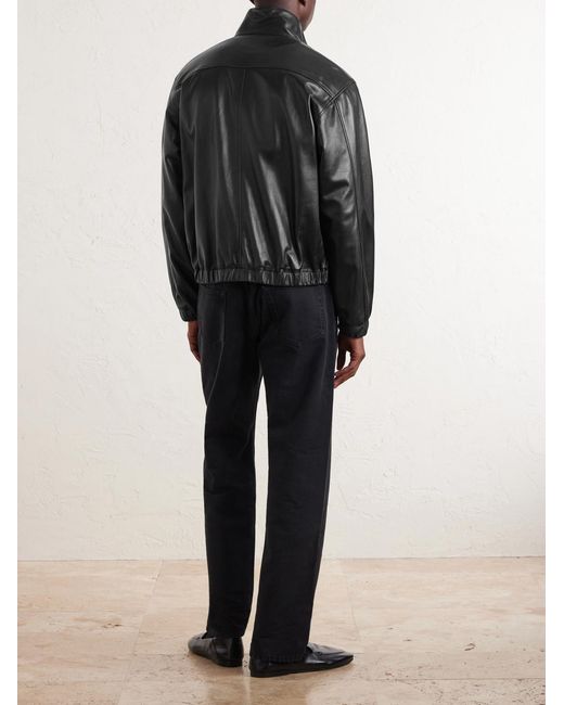 Saint Laurent Black Leather Blouson Jacket for men