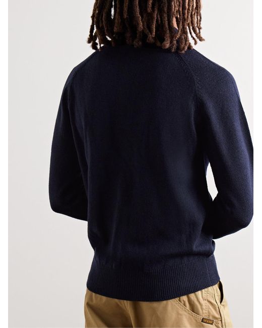 Drake's Blue Merino Wool Polo Shirt for men