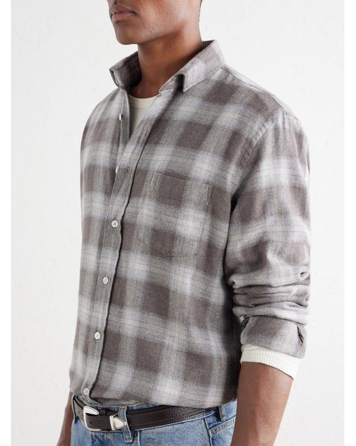Hartford Brown Paul Checked Cotton And Lyocell-Blend Flannel Shirt for men