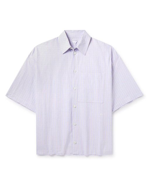 Bottega Veneta Purple Checked Cotton And Linen-blend Shirt for men