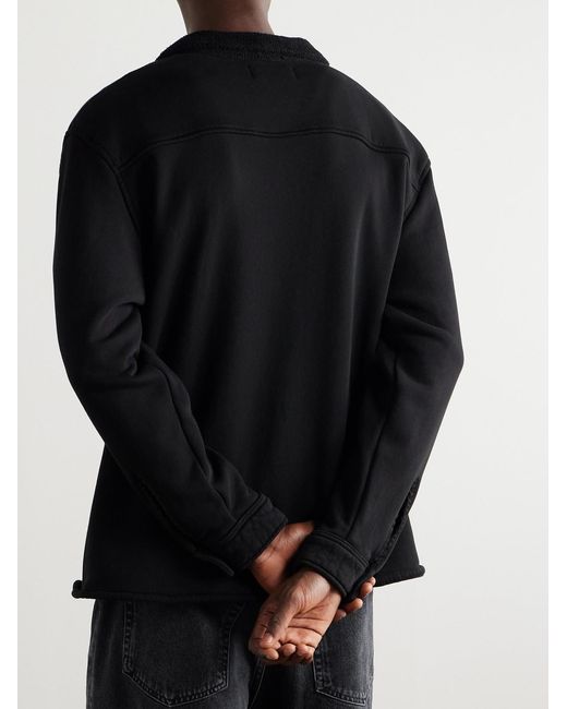 Les Tien Blue Camp-Collar Cotton-Fleece Overshirt for men