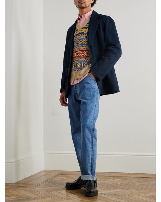Polo Ralph Lauren Gray Fair Isle Cotton And Linen-blend Intarsia Vest for men